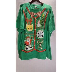 Vtg Dec. 25th Christmas T Shirt Size 3x Santa Holiday Novelty Snowman Party Fun‎